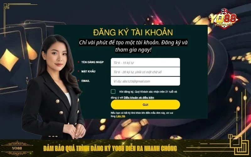 Đảm bảo quá trình đăng ký Yo88 diễn ra nhanh chóng
